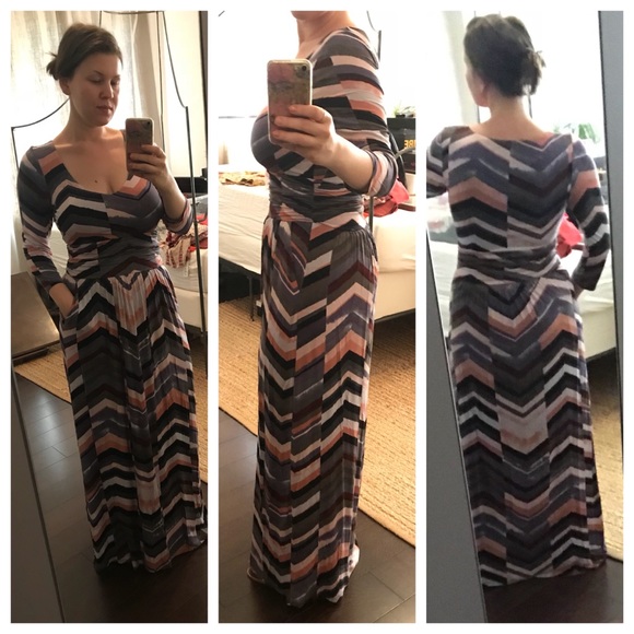 Anthro -Maeve maxi dress chevron - Picture 2 of 5